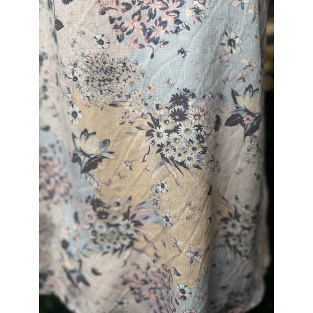 Doe & Rae Floral Patchwork Ruffle Flutter Sleeve Blouse S Blue Pink Excellent - Picture 3 of 8